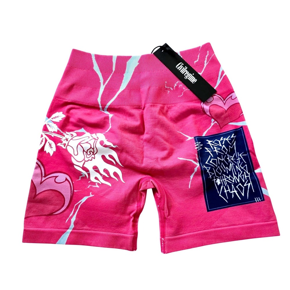 Civil Regime Women's Pink Rose‎ Heart Lightning One Piece Nami  Shorts Small